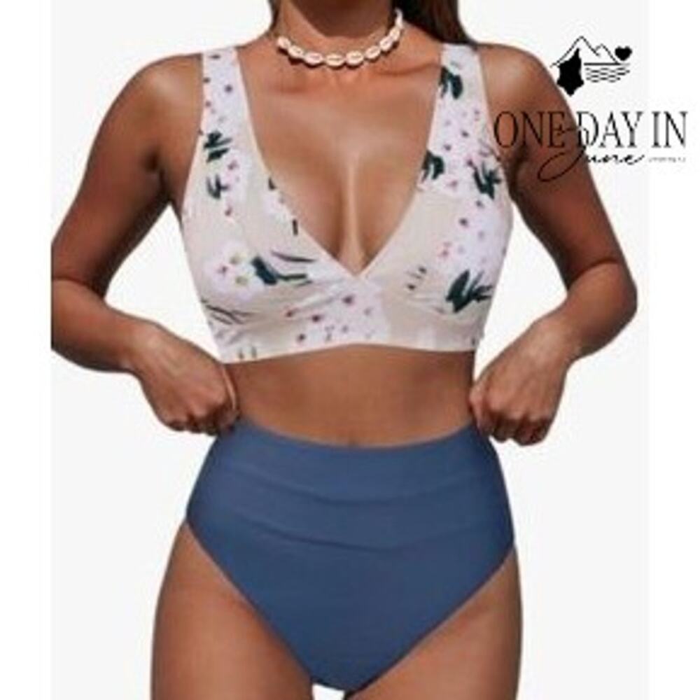 Hilinker High Waist Floral Bikini Swimsuit Size M